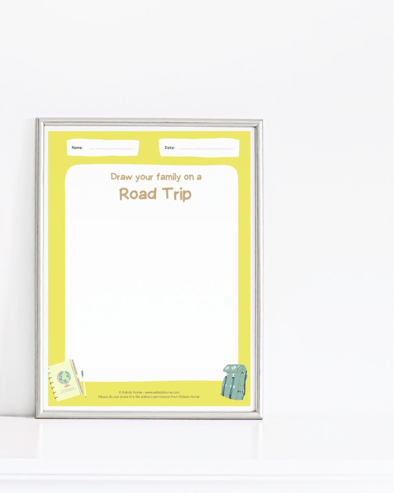 Road trip worksheets/ printables for kids - Chinese, French, English - Draw your family
