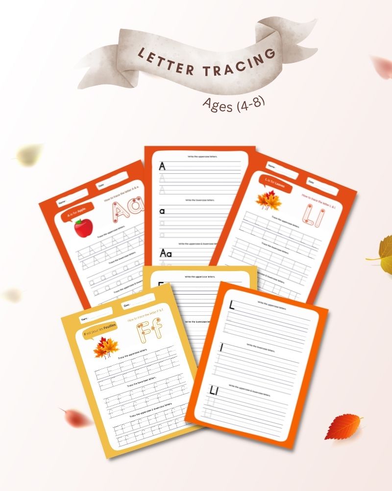 Free Fall Worksheet - Letter Tracing