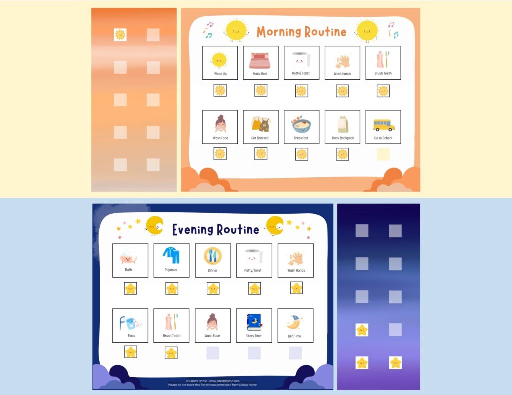 Free Morning and Evening routine charts