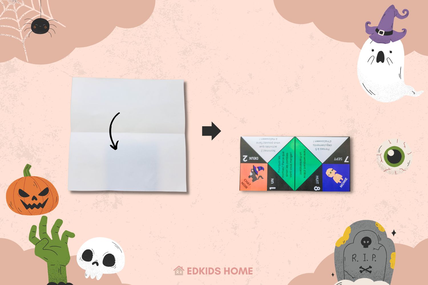 Halloween cootie catcher - Instructions - Step 2