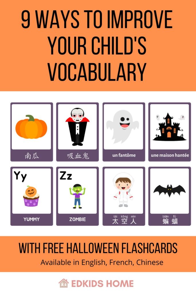 9 ways to improve your child's vocabulary with free Halloween Flashcards