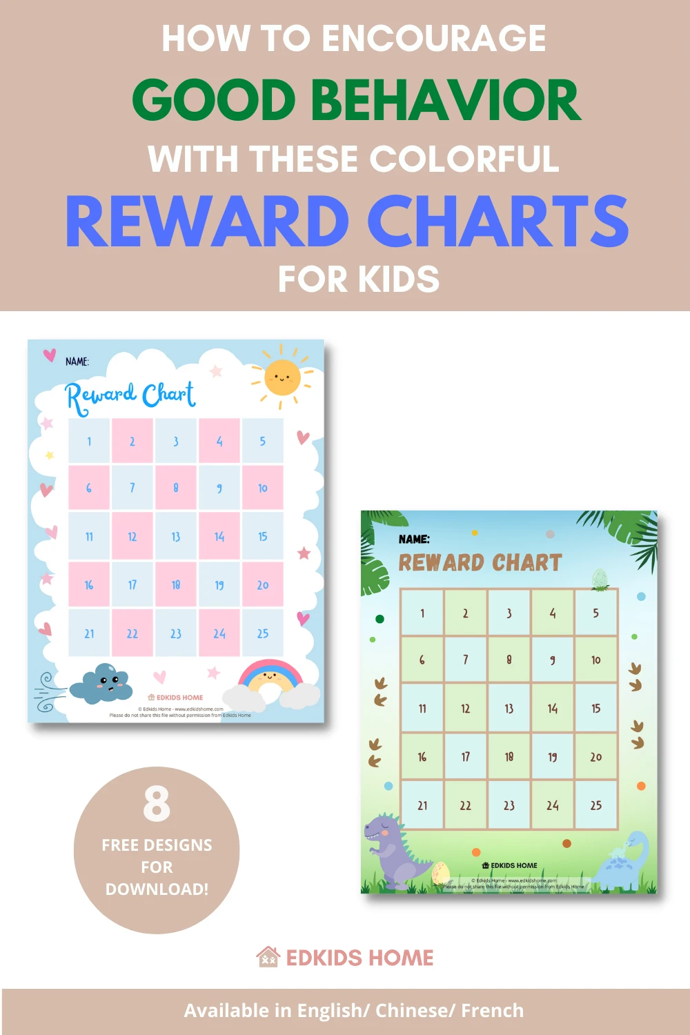 how to encourage good behavior with these colorrful reward charts for kids