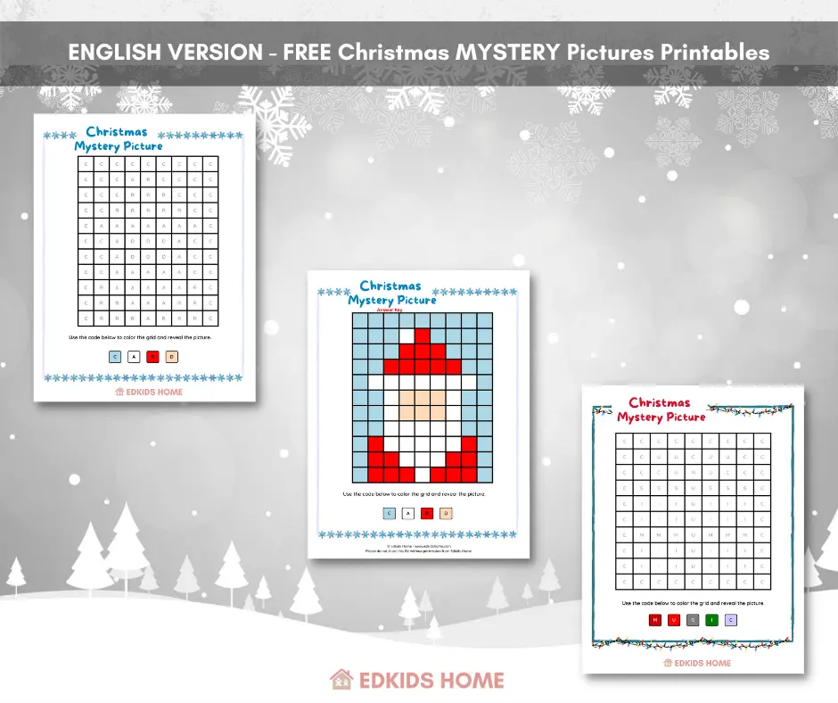 English - Free Christmas Mystery PIctures Printables