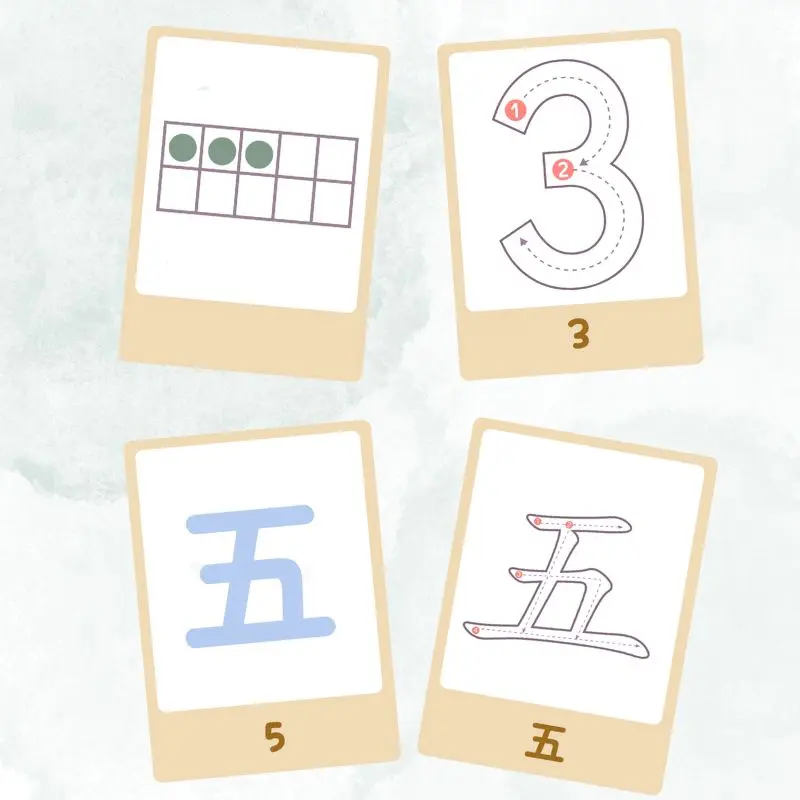 numbers printable flashcards 0 to 10, chinese & English, for toddlers and preschoolers