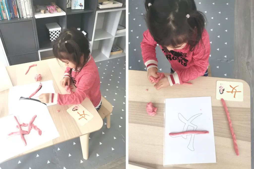 learn writing chinese characters for kids - play dough