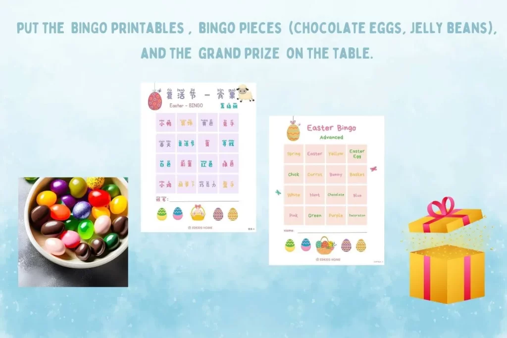 Display | | Free Easter Hunt & Bingo printable | Easter activities for kids | English & Chinese 
