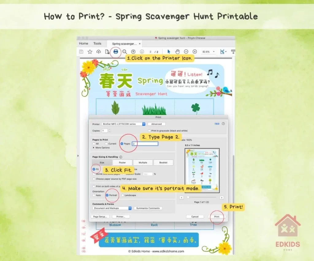 Free Spring scavenger hunt printable in pdf format | How to print