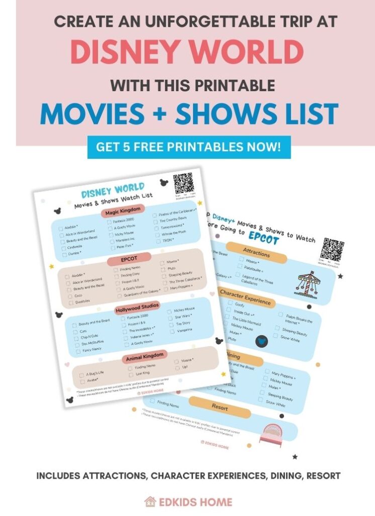 Free Disney planning printables - watch list