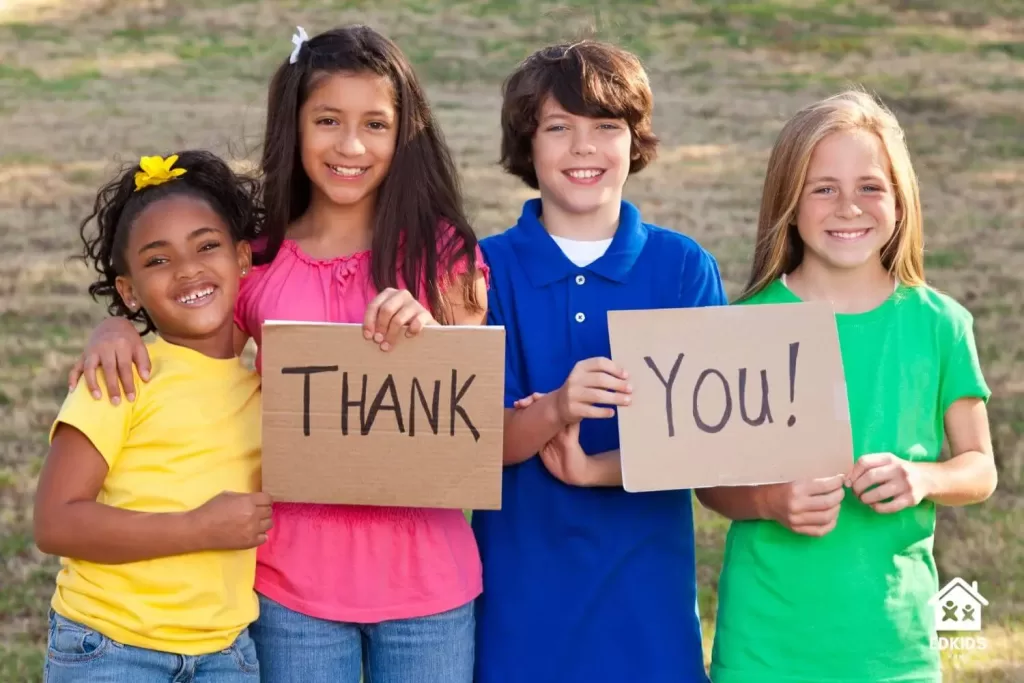 Say thank you to express gratitude for kids