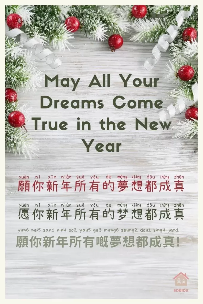 Chinese Christmas Greetings | May all your dreams come true in the new year