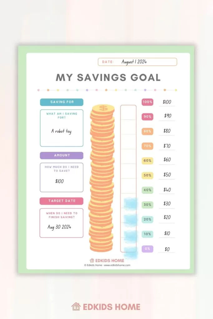 free savings tracker printable for kids